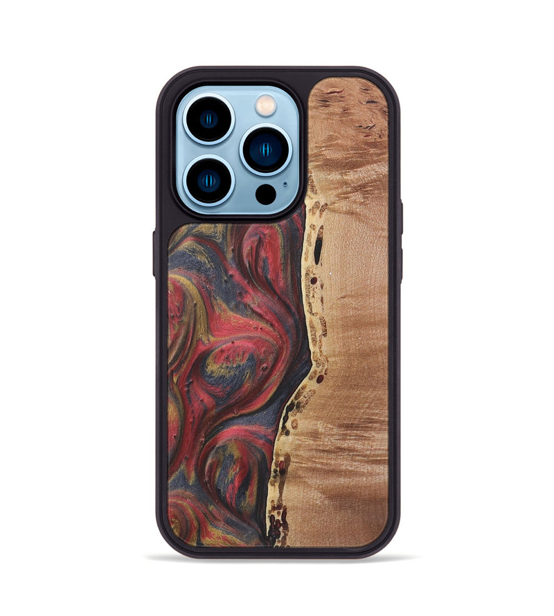 iPhone 14 Pro Wood+Resin Phone Case - Lindsay (Red, 718922)