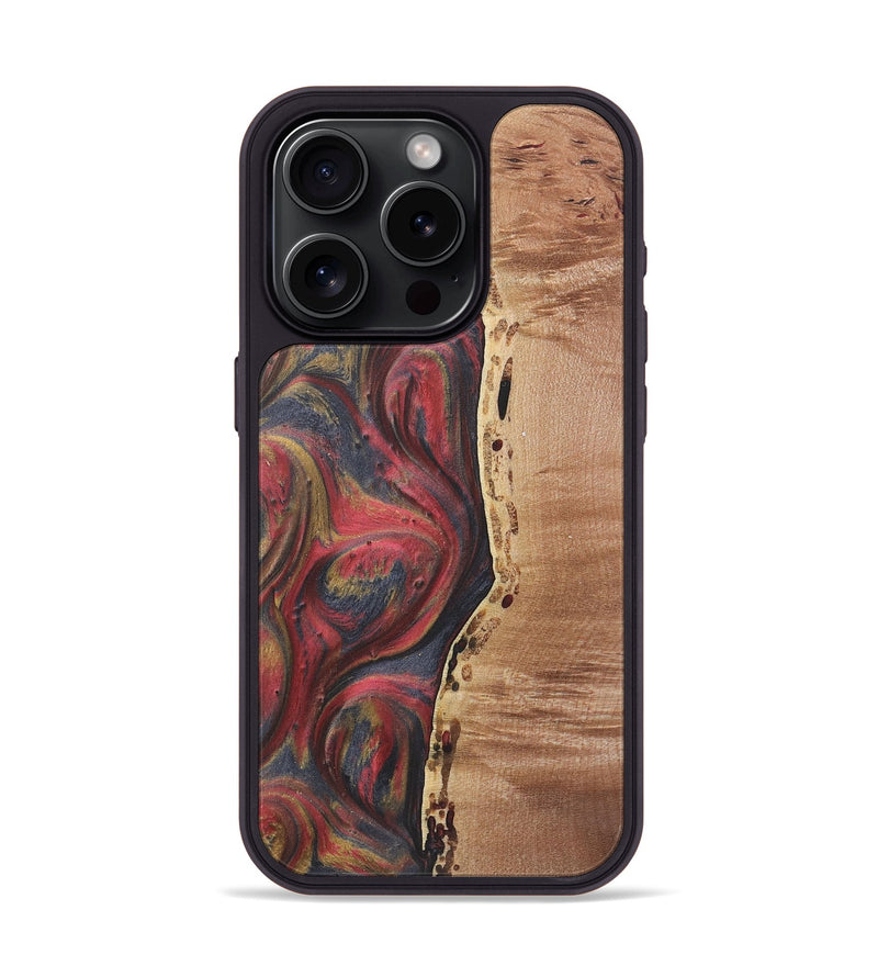 iPhone 15 Pro Wood+Resin Phone Case - Lindsay (Red, 718922)