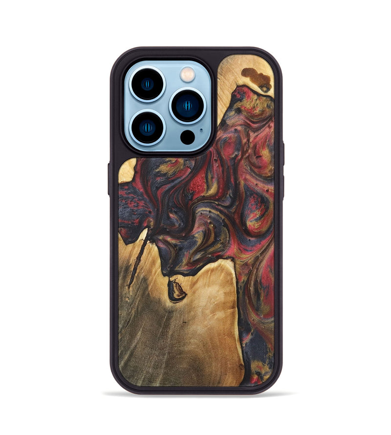 iPhone 14 Pro Wood+Resin Phone Case - Brianne (Red, 718923)