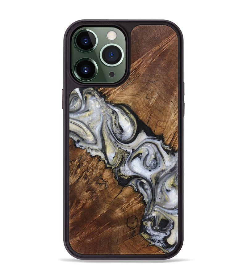 iPhone 13 Pro Max Wood+Resin Phone Case - Reid (Black & White, 718936)