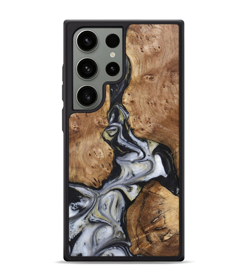 Galaxy S24 Ultra Wood+Resin Phone Case - Khalil (Black & White, 718937)