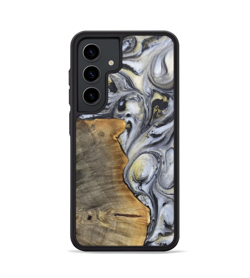 Galaxy S24 Wood+Resin Phone Case - Geoffrey (Black & White, 718938)