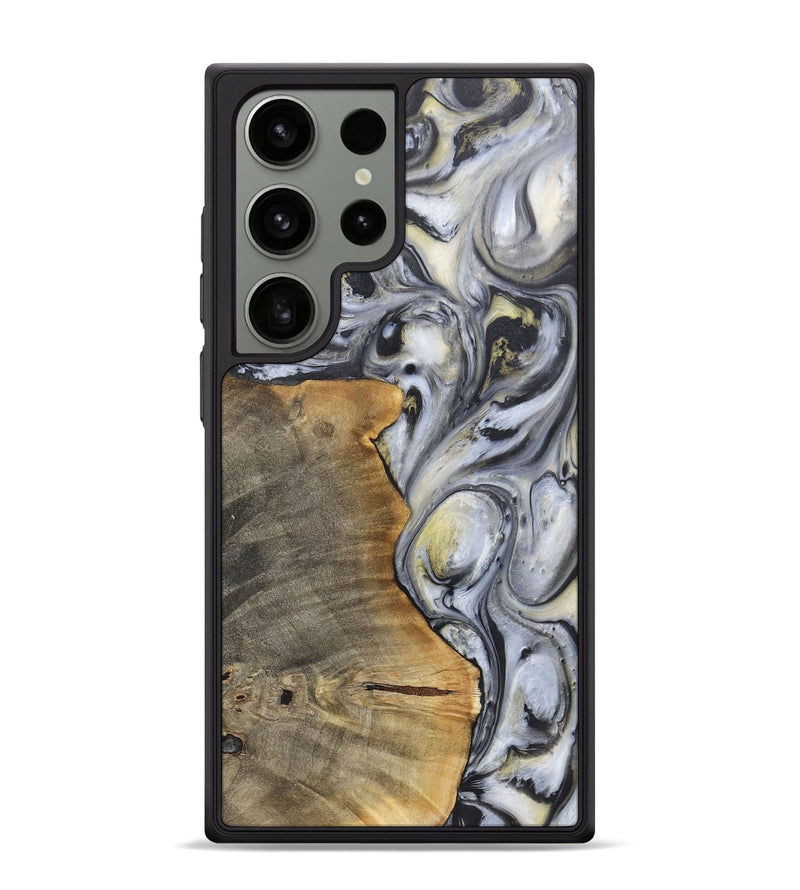 Galaxy S24 Ultra Wood+Resin Phone Case - Geoffrey (Black & White, 718938)