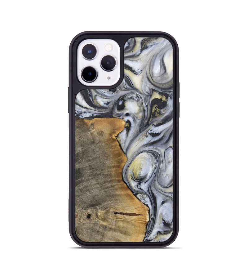 iPhone 11 Pro Wood+Resin Phone Case - Geoffrey (Black & White, 718938)