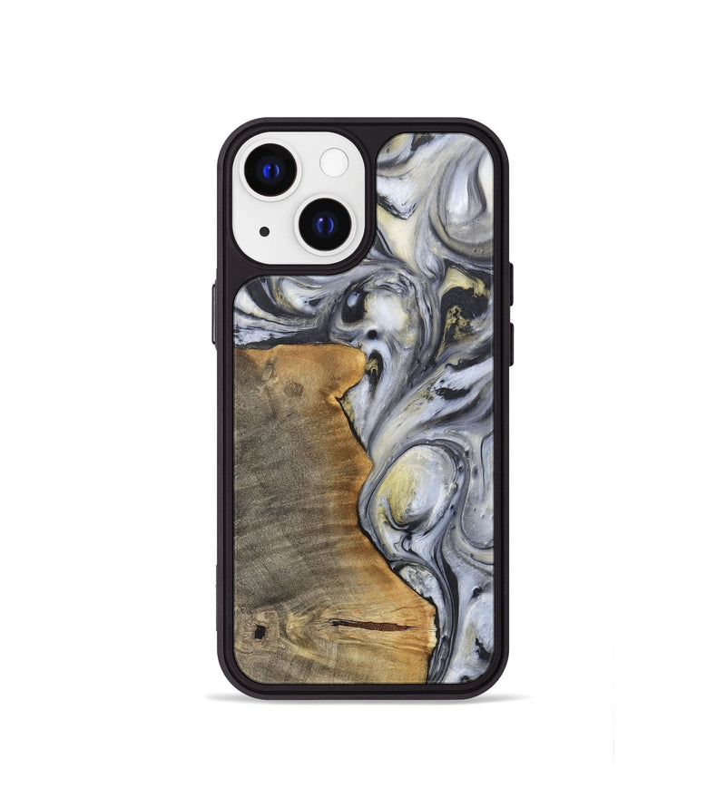 iPhone 13 mini Wood+Resin Phone Case - Geoffrey (Black & White, 718938)