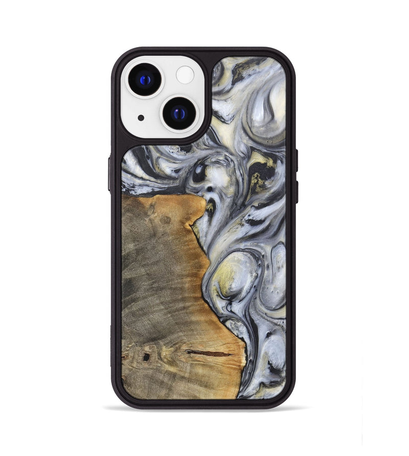 iPhone 13 Wood+Resin Phone Case - Geoffrey (Black & White, 718938)