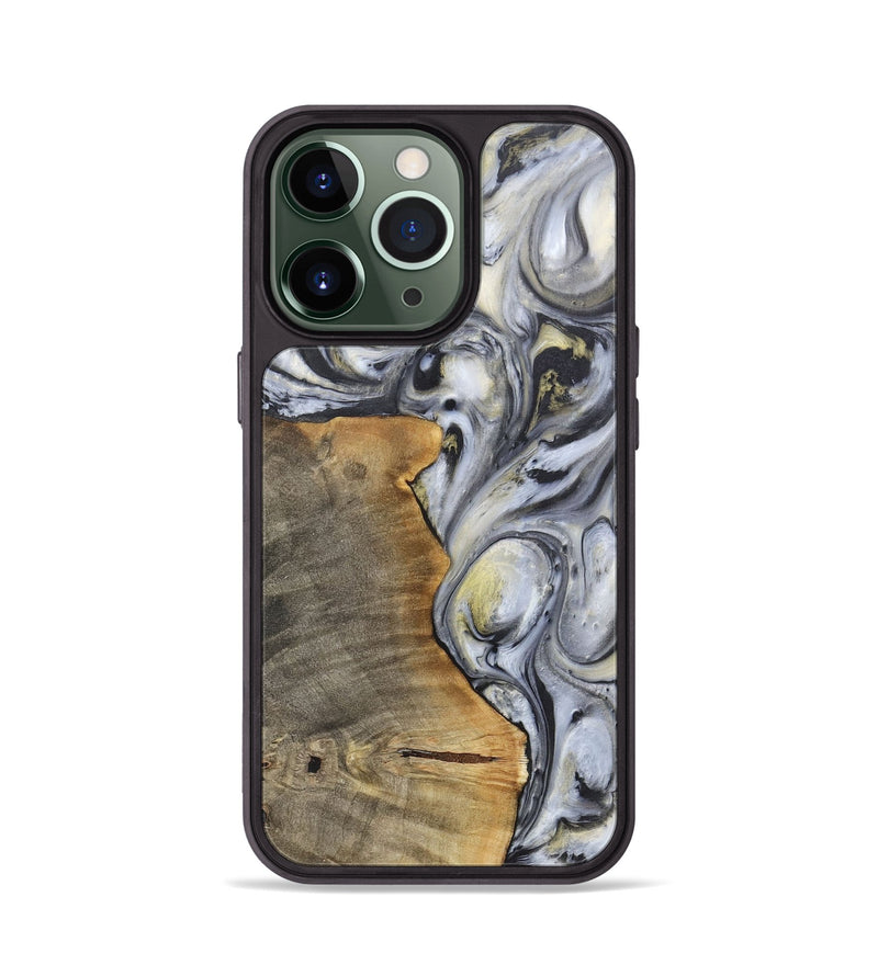 iPhone 13 Pro Wood+Resin Phone Case - Geoffrey (Black & White, 718938)