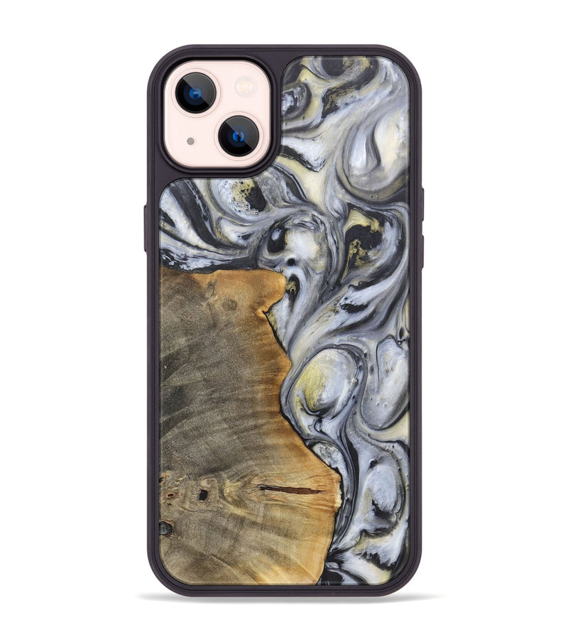 iPhone 14 Plus Wood+Resin Phone Case - Geoffrey (Black & White, 718938)