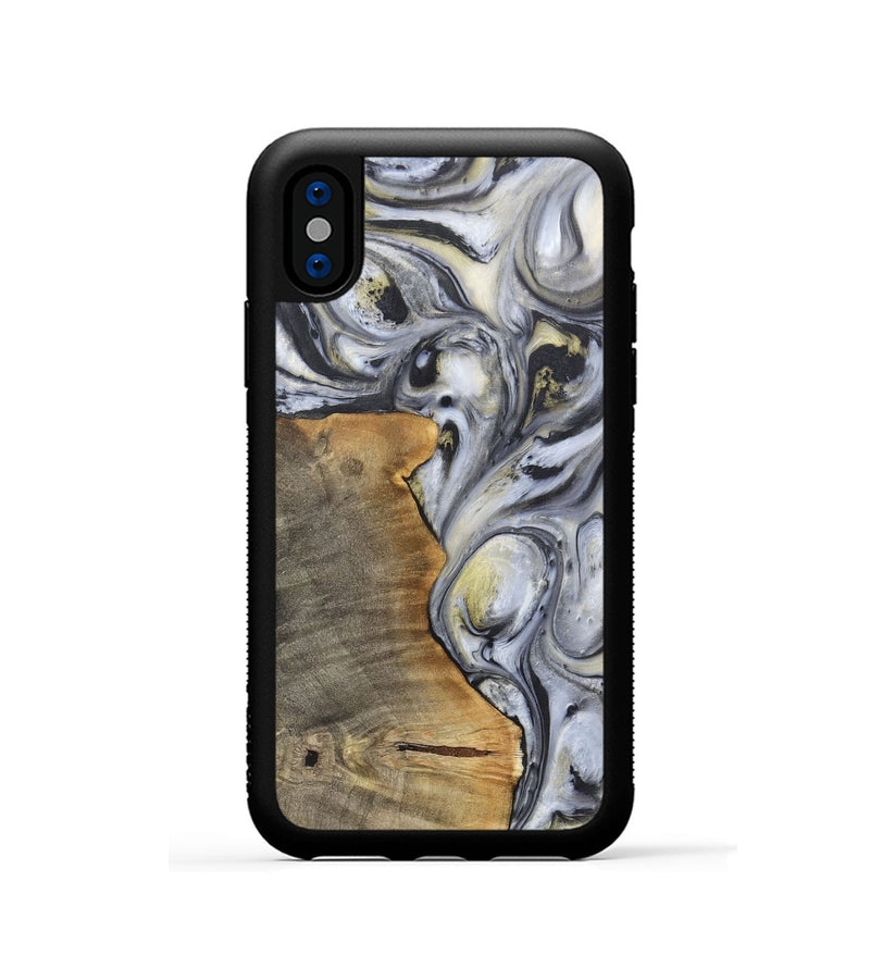 iPhone Xs Wood+Resin Phone Case - Geoffrey (Black & White, 718938)