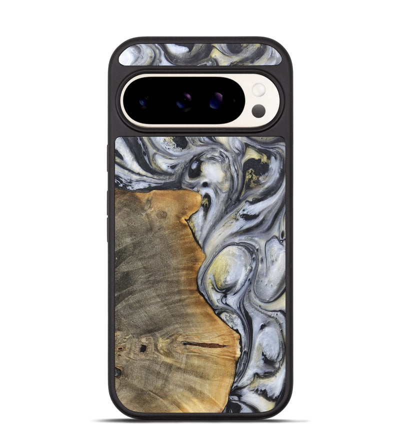 Pixel 9 Pro Wood+Resin Phone Case - Geoffrey (Black & White, 718938)