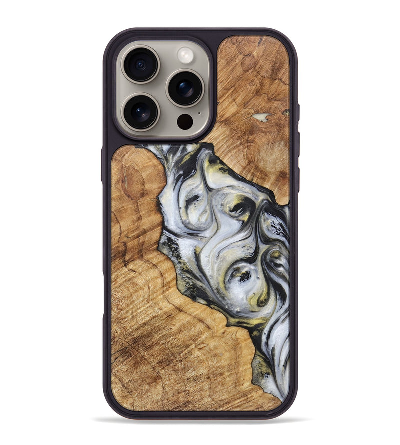 iPhone 16 Pro Max Wood+Resin Phone Case - Mckinley (Black & White, 718939)