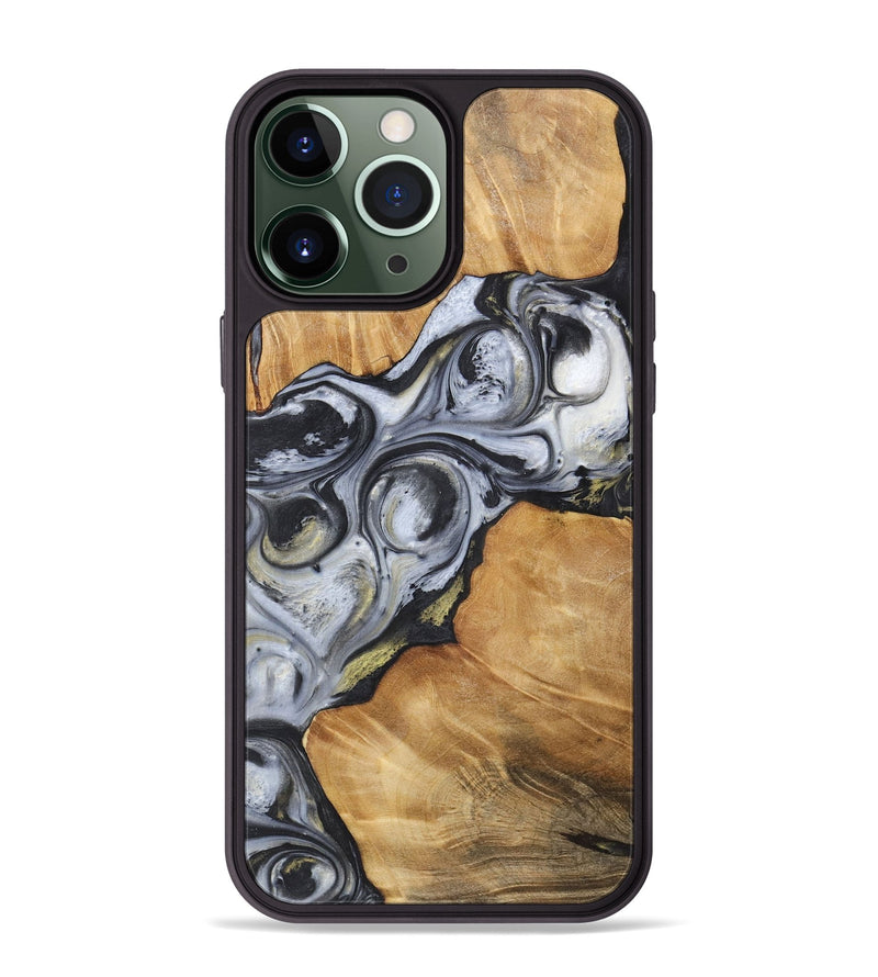 iPhone 13 Pro Max Wood+Resin Phone Case - Roosevelt (Black & White, 718940)