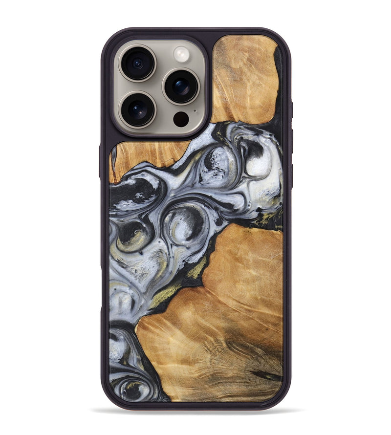 iPhone 16 Pro Max Wood+Resin Phone Case - Roosevelt (Black & White, 718940)