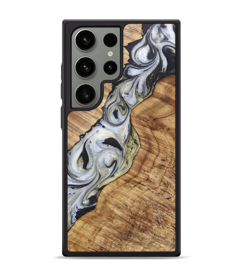 Galaxy S24 Ultra Wood+Resin Phone Case - Gerald (Black & White, 718942)