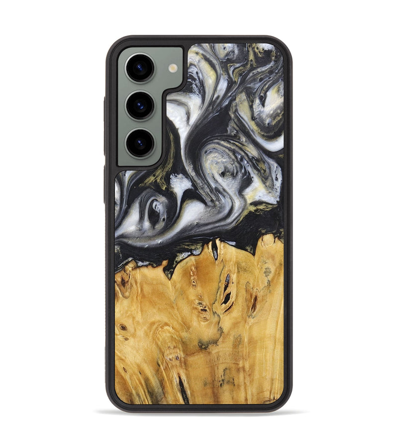 Galaxy S23 Plus Wood+Resin Phone Case - Stephanie (Black & White, 718943)