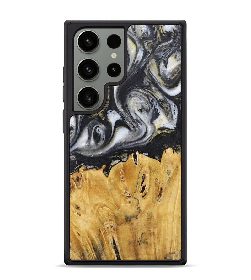 Galaxy S24 Ultra Wood+Resin Phone Case - Stephanie (Black & White, 718943)