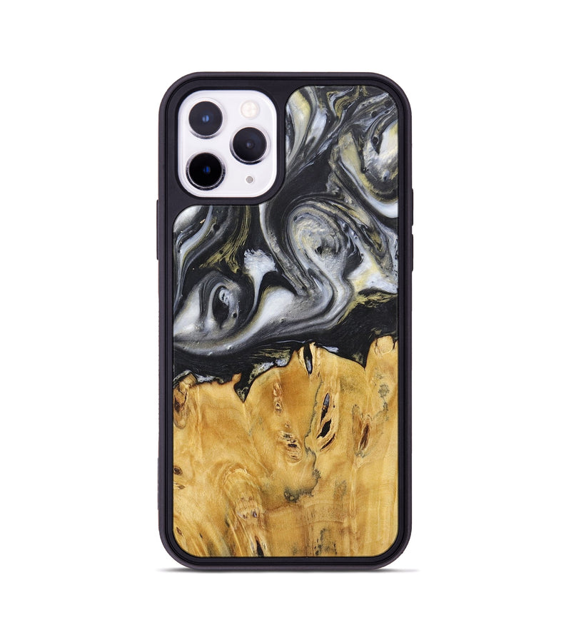 iPhone 11 Pro Wood+Resin Phone Case - Stephanie (Black & White, 718943)