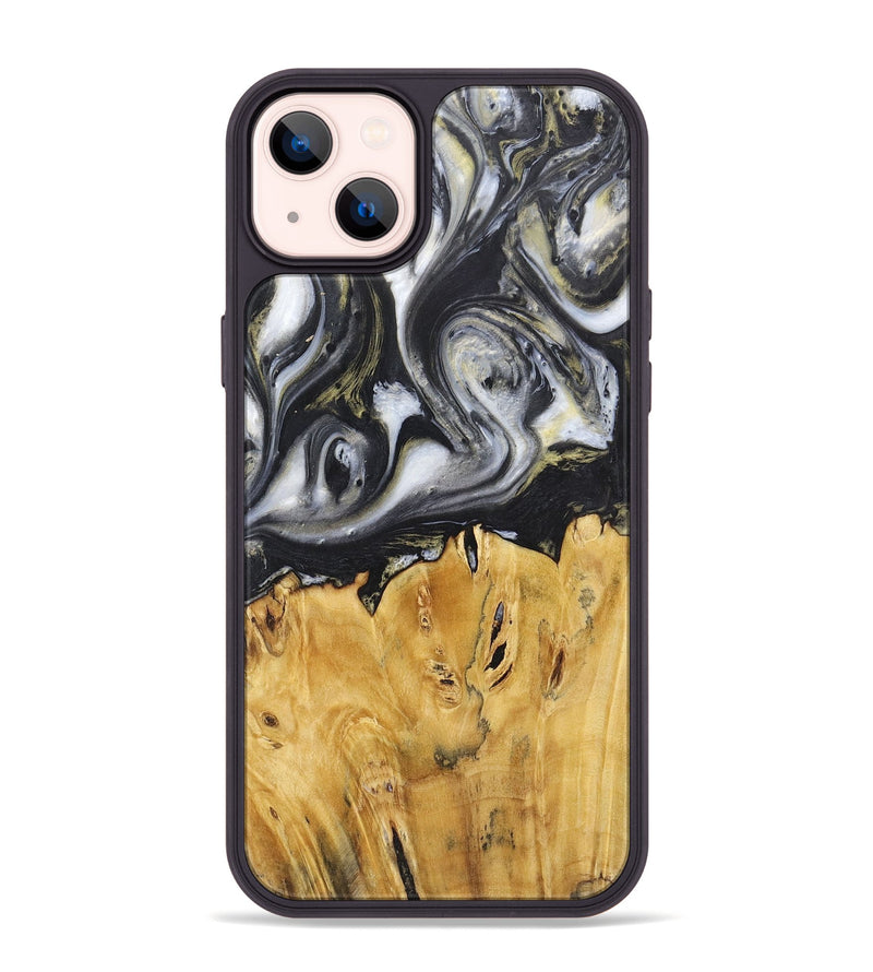 iPhone 14 Plus Wood+Resin Phone Case - Stephanie (Black & White, 718943)