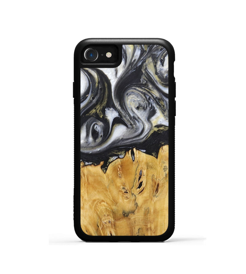 iPhone SE Wood+Resin Phone Case - Stephanie (Black & White, 718943)