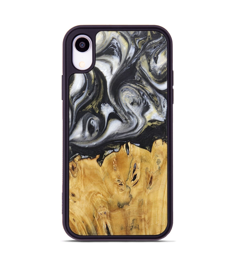 iPhone Xr Wood+Resin Phone Case - Stephanie (Black & White, 718943)