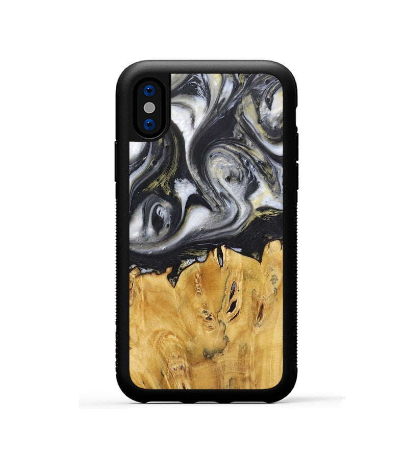 iPhone Xs Wood+Resin Phone Case - Stephanie (Black & White, 718943)