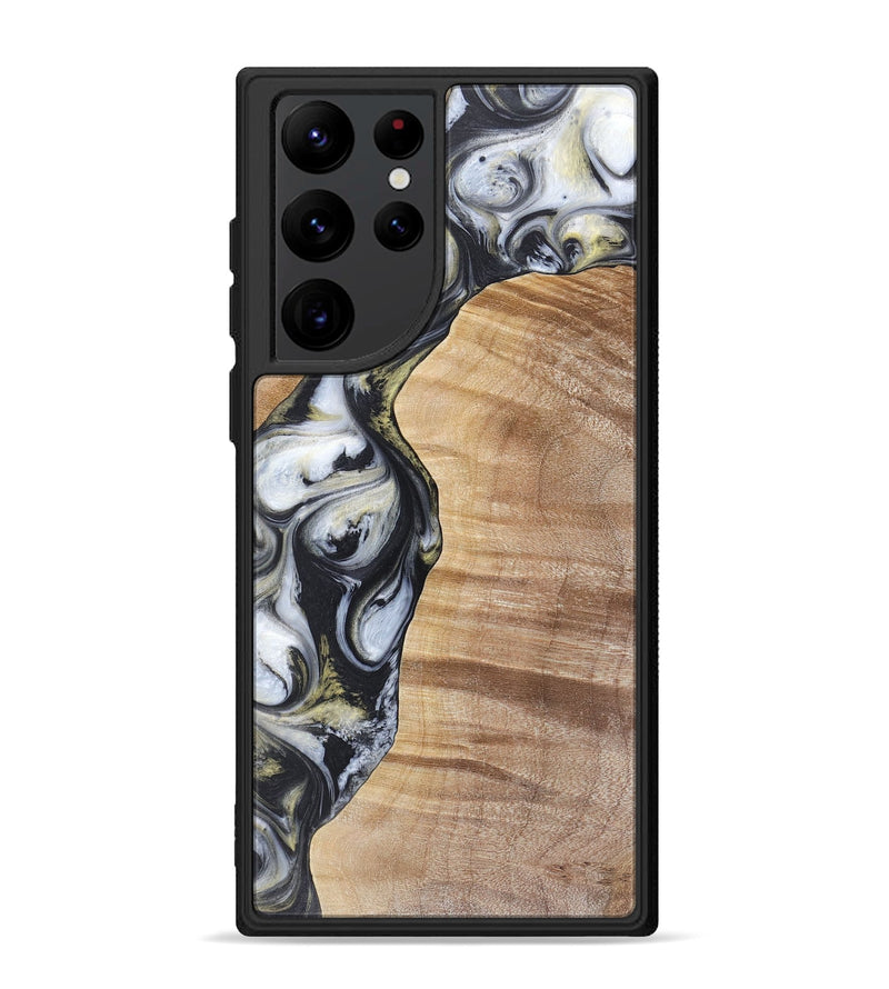 Galaxy S22 Ultra Wood+Resin Phone Case - Carl (Black & White, 718944)