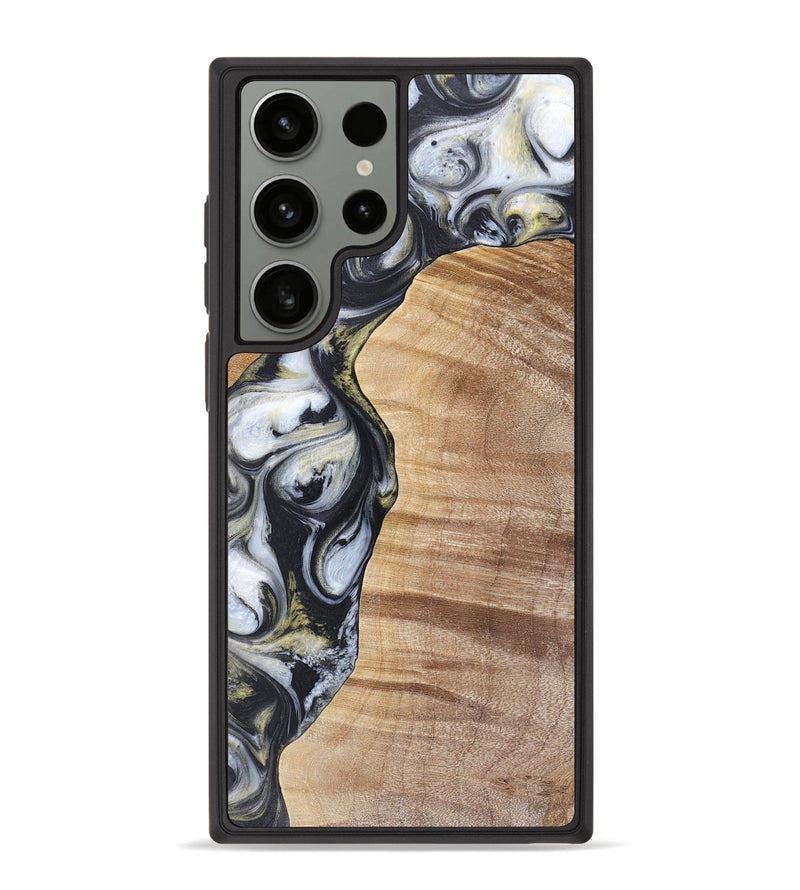 Galaxy S23 Ultra Wood+Resin Phone Case - Carl (Black & White, 718944)