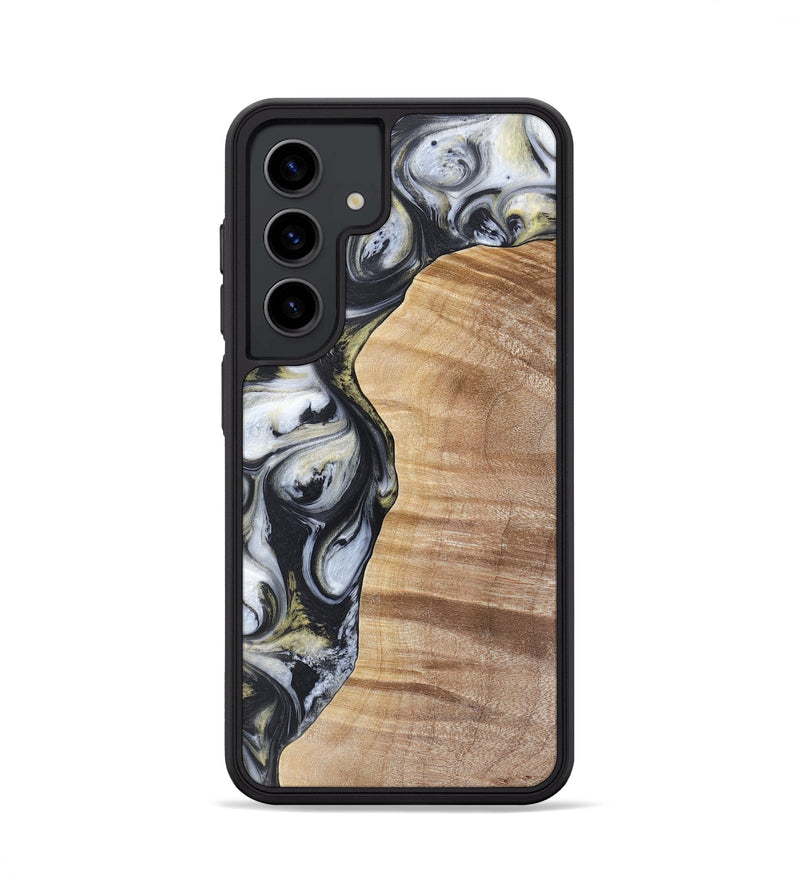 Galaxy S24 Wood+Resin Phone Case - Carl (Black & White, 718944)