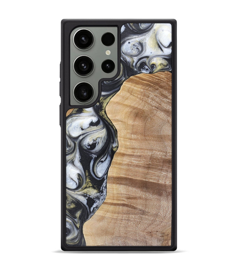 Galaxy S24 Ultra Wood+Resin Phone Case - Carl (Black & White, 718944)