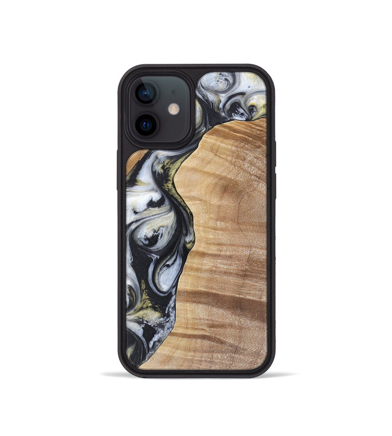 iPhone 12 mini Wood+Resin Phone Case - Carl (Black & White, 718944)