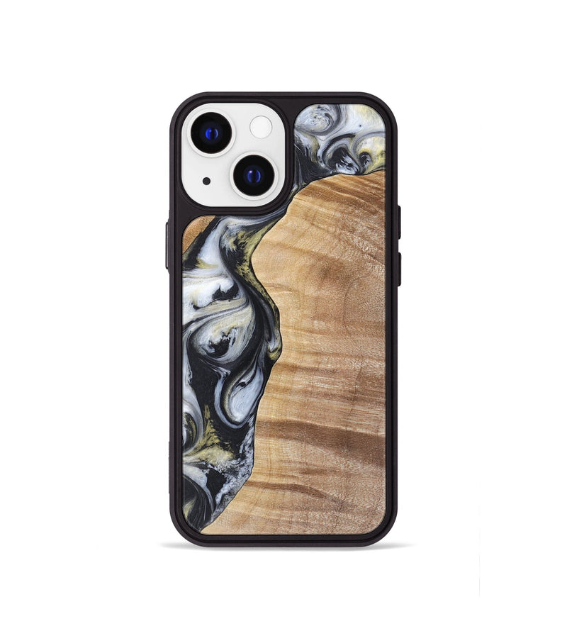 iPhone 13 mini Wood+Resin Phone Case - Carl (Black & White, 718944)