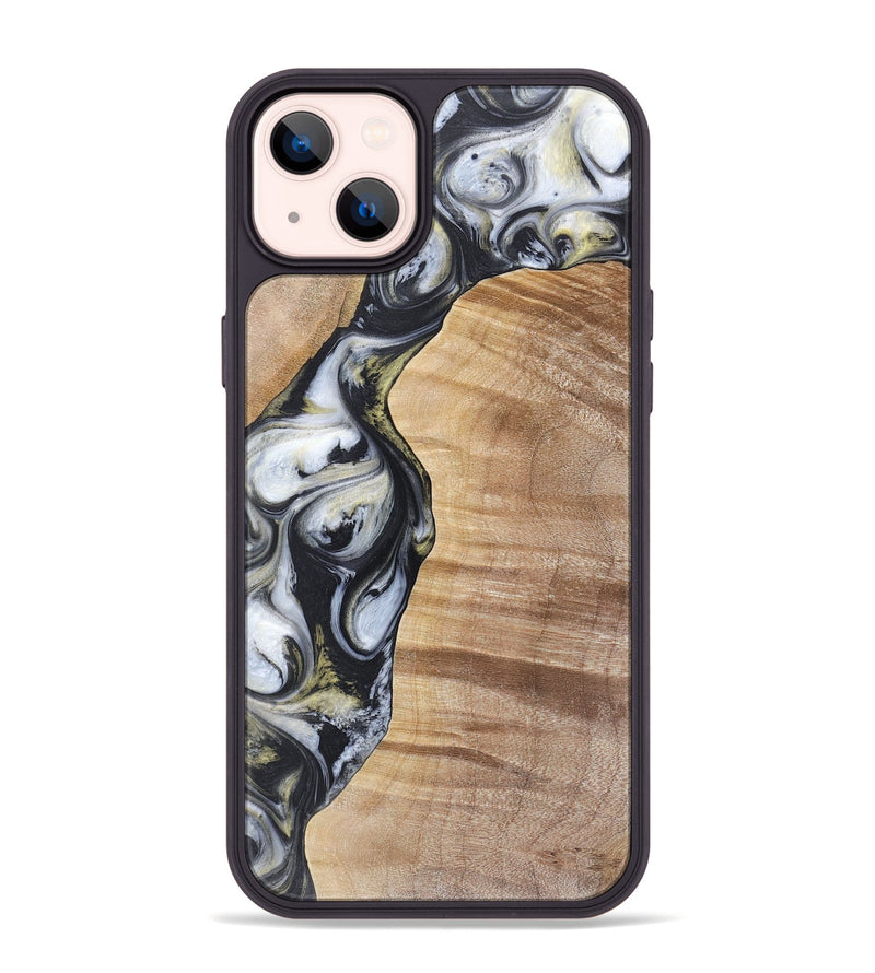 iPhone 14 Plus Wood+Resin Phone Case - Carl (Black & White, 718944)