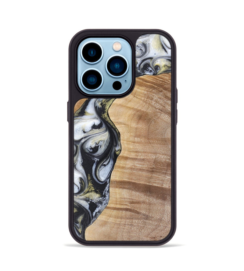 iPhone 14 Pro Wood+Resin Phone Case - Carl (Black & White, 718944)