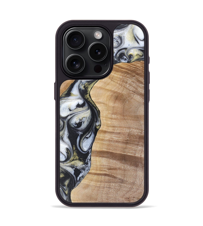 iPhone 15 Pro Wood+Resin Phone Case - Carl (Black & White, 718944)