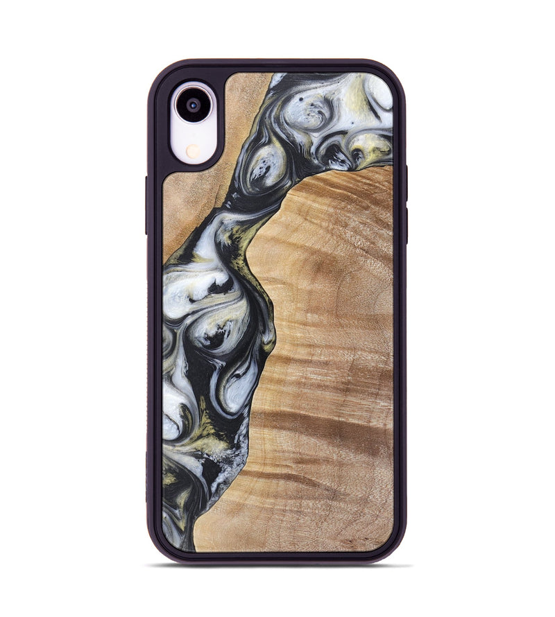 iPhone Xr Wood+Resin Phone Case - Carl (Black & White, 718944)