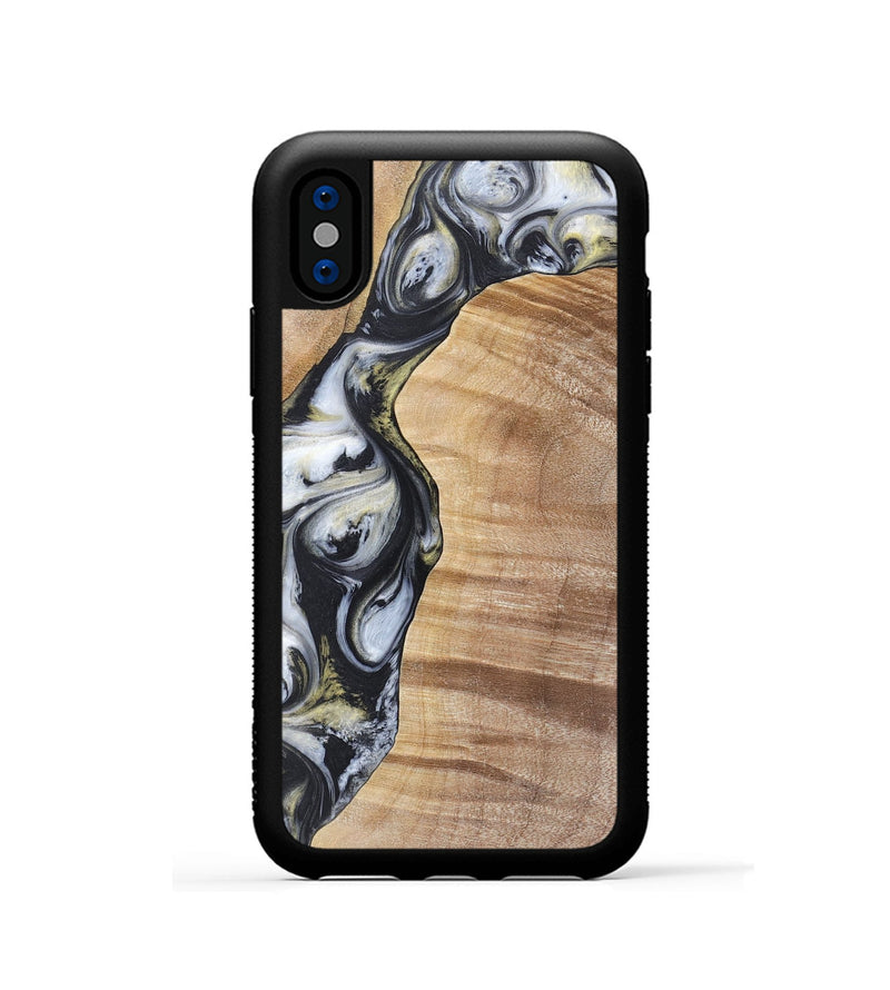 iPhone Xs Wood+Resin Phone Case - Carl (Black & White, 718944)