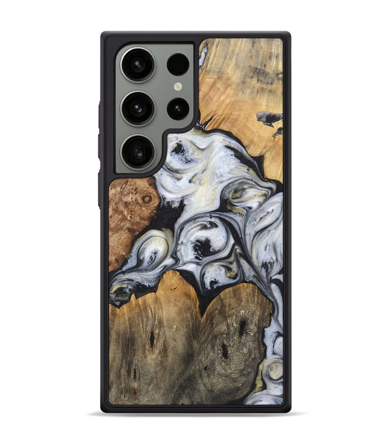 Galaxy S24 Ultra Wood+Resin Phone Case - Emilio (Black & White, 718945)