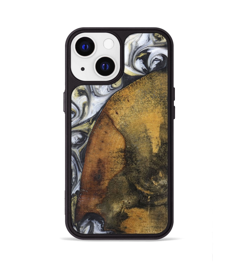 iPhone 13 Wood+Resin Phone Case - Tyra (Black & White, 718947)