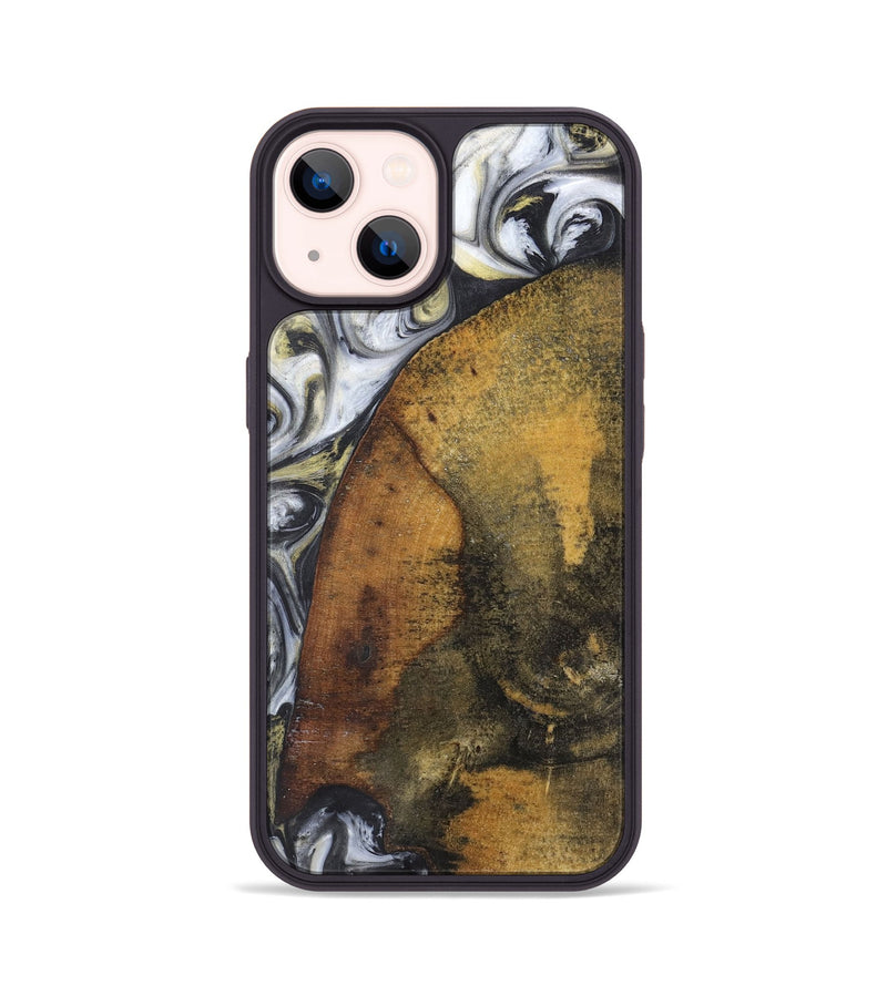 iPhone 14 Wood+Resin Phone Case - Tyra (Black & White, 718947)