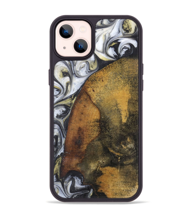 iPhone 14 Plus Wood+Resin Phone Case - Tyra (Black & White, 718947)