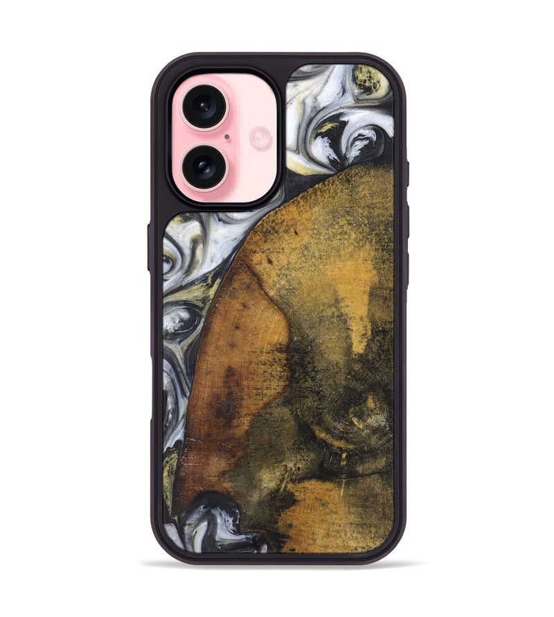 iPhone 16 Wood+Resin Phone Case - Tyra (Black & White, 718947)