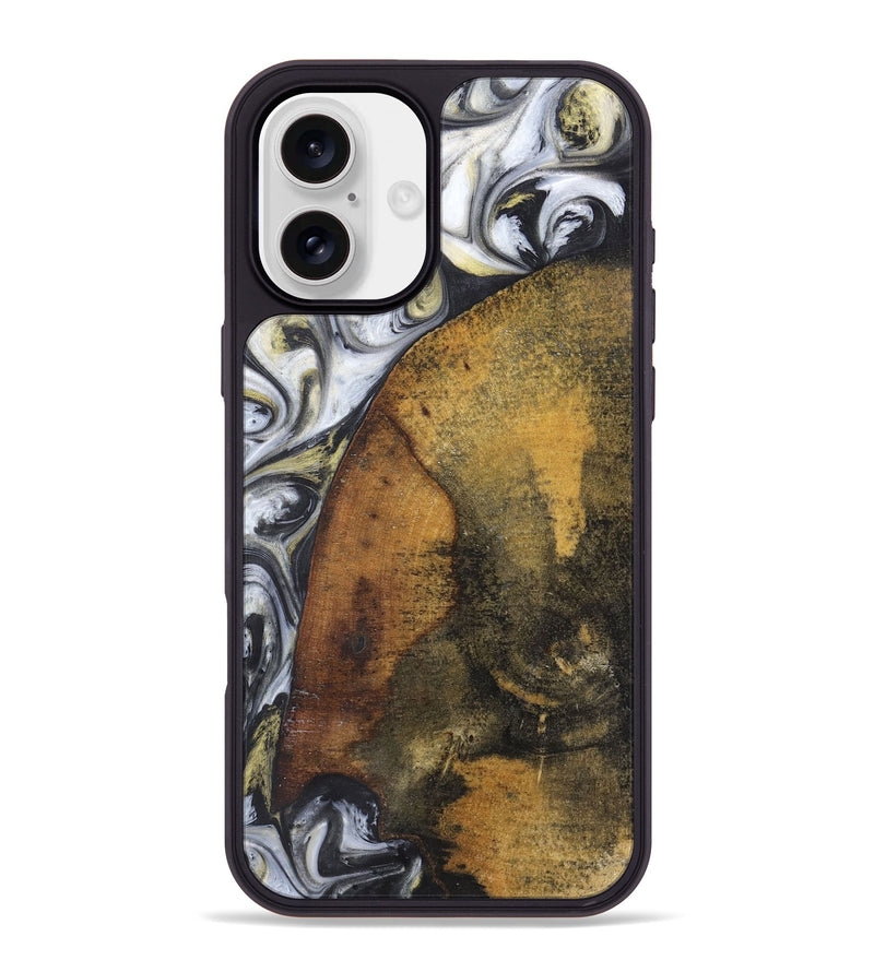 iPhone 16 Plus Wood+Resin Phone Case - Tyra (Black & White, 718947)