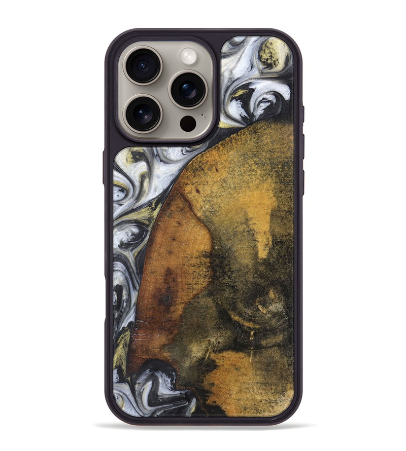 iPhone 16 Pro Max Wood+Resin Phone Case - Tyra (Black & White, 718947)