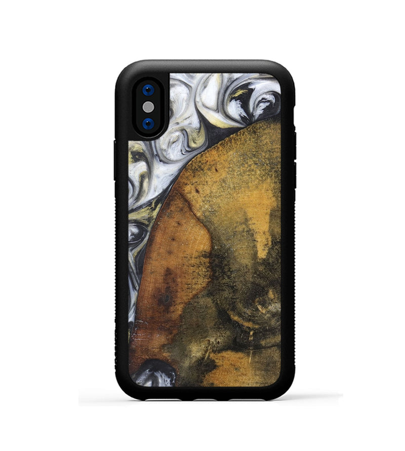 iPhone Xs Wood+Resin Phone Case - Tyra (Black & White, 718947)