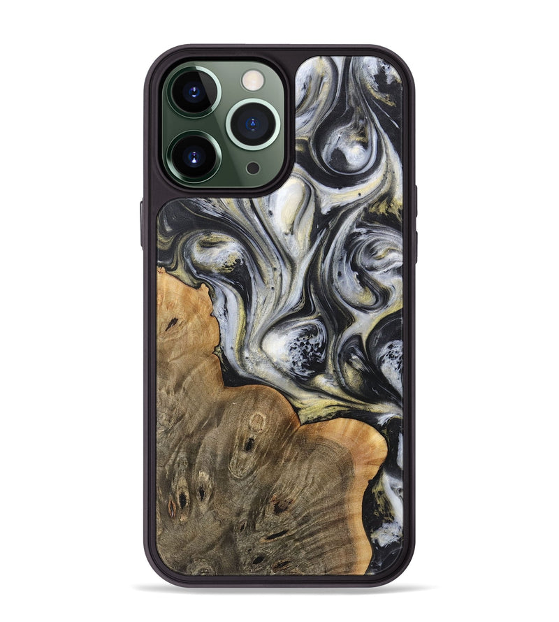 iPhone 13 Pro Max Wood+Resin Phone Case - Eli (Black & White, 718951)