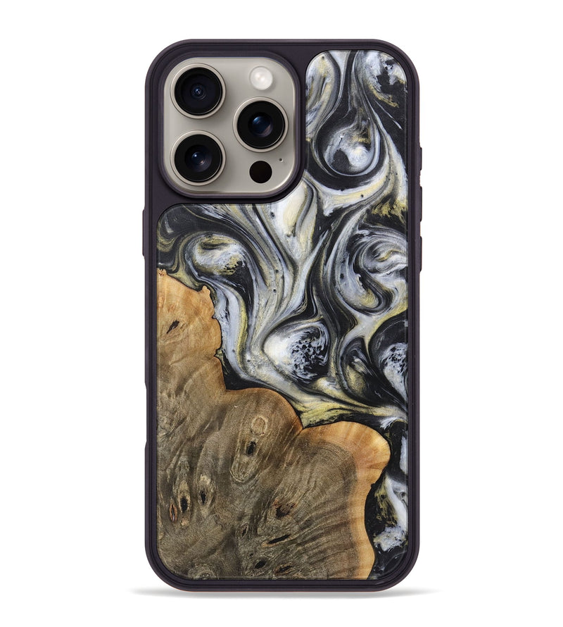 iPhone 16 Pro Max Wood+Resin Phone Case - Eli (Black & White, 718951)