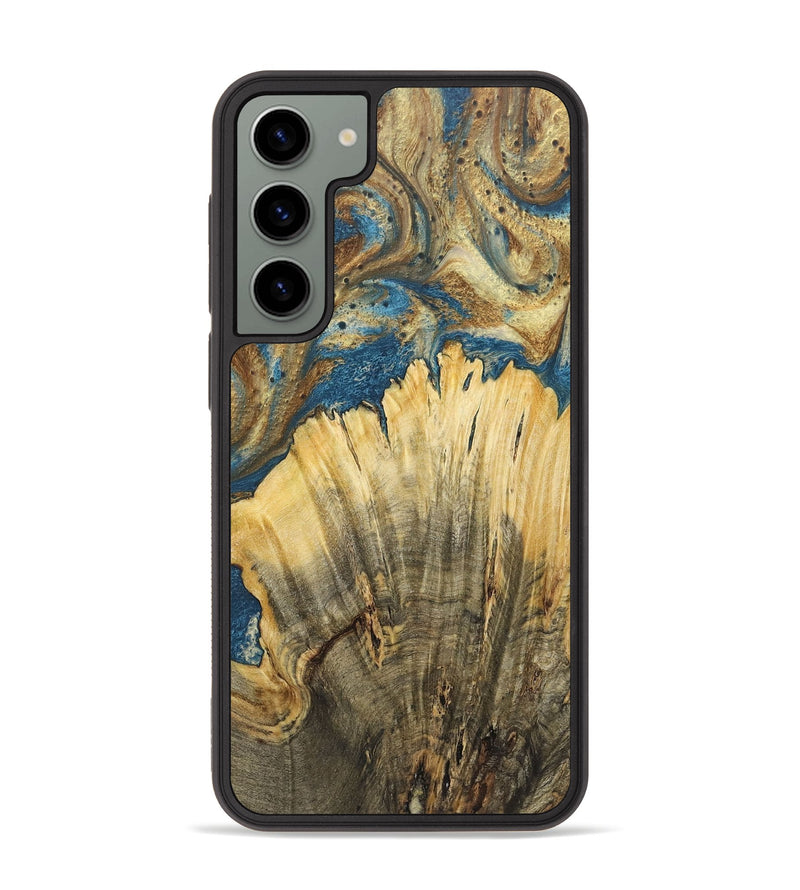 Galaxy S23 Plus Wood+Resin Phone Case - Amora (Teal & Gold, 718952)