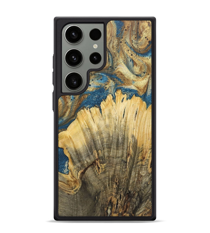 Galaxy S24 Ultra Wood+Resin Phone Case - Amora (Teal & Gold, 718952)