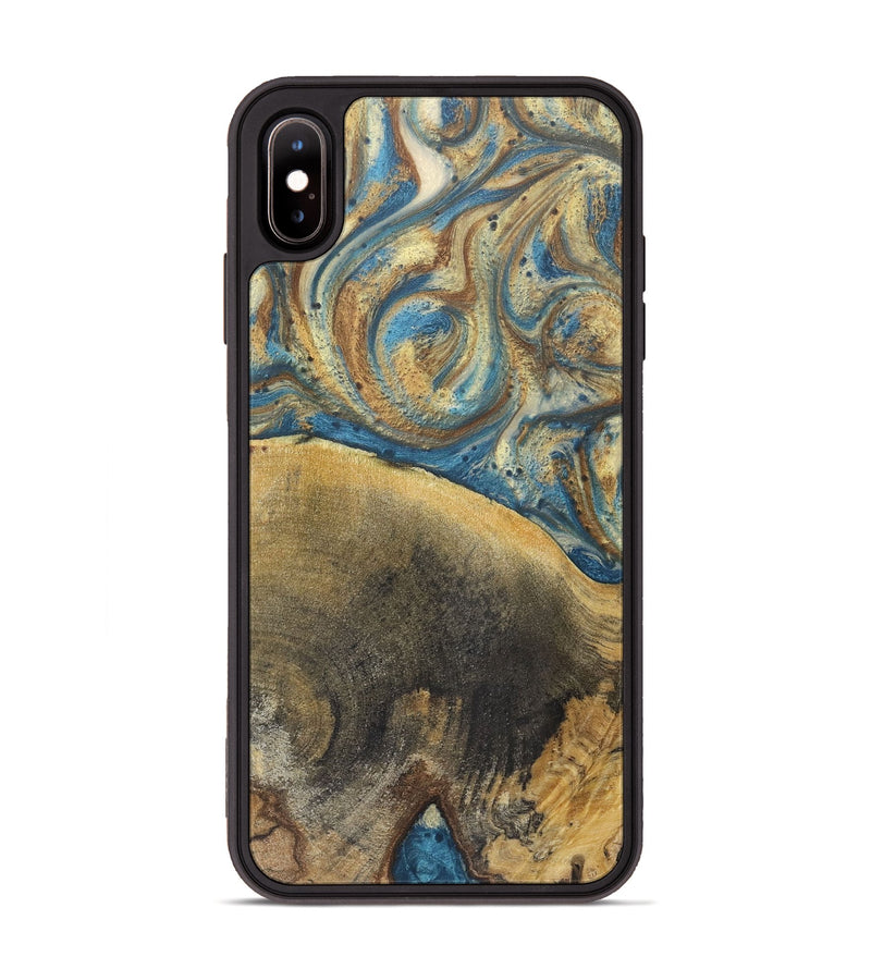 iPhone Xs Max Wood+Resin Phone Case - Kerry (Teal & Gold, 718960)