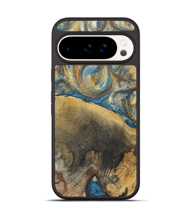 Pixel 9 Wood+Resin Phone Case - Kerry (Teal & Gold, 718960)